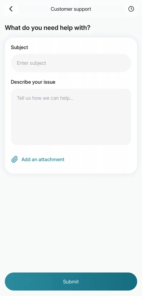 Finch app support ticket form